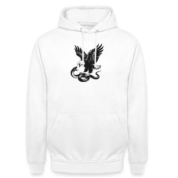 Adler gegen Schlange Silhouette - Unisex Hoodie - Weiß - Vorne - AI Model Male 185 dark (185cm) & AI Model Female 172 dark (172cm)
