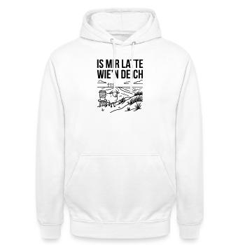 Mir Latte wie Deich Lustiger Norddeutsch Spruch - Unisex Hoodie - Weiß - Vorne - AI Model Male 185 dark (185cm) & AI Model Female 172 dark (172cm)