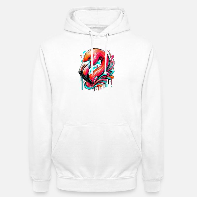 Flamant - Sweat-shirt à capuche unisexe - blanc