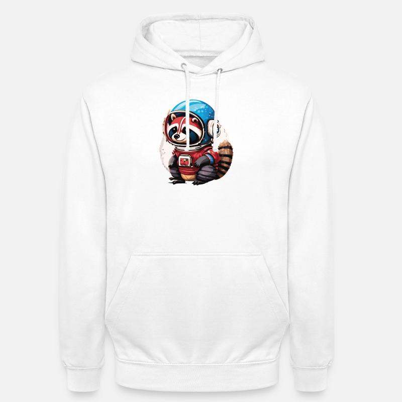 Spaceman raton laveur avec smartphone - Sweat-shirt à capuche unisexe - blanc