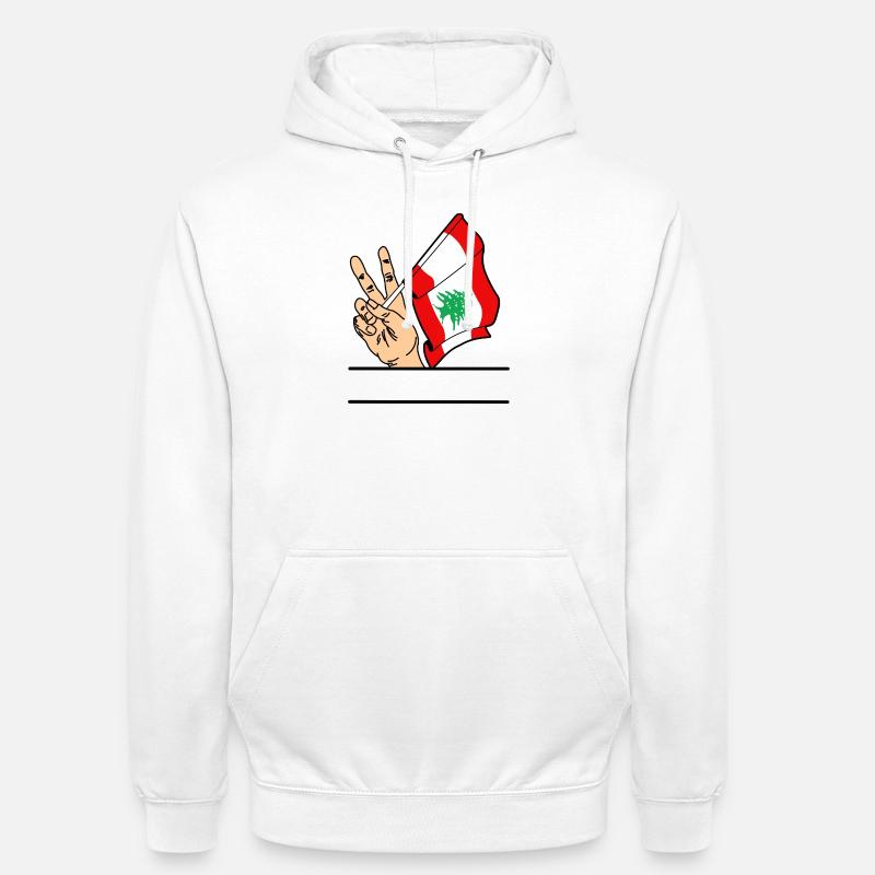 Drapeau Liban paix signe texte espace - Sweat-shirt à capuche unisexe - blanc