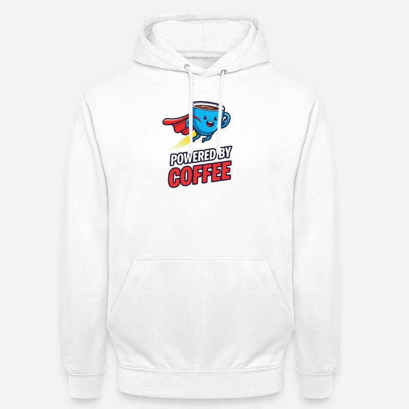 Kaffee Superheld mit Cape - Unisex Hoodie - Weiß