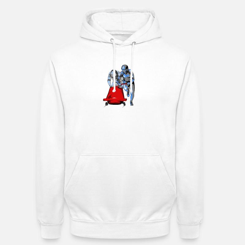 Bobfahrer beim Anschieben am Start - Unisex Hoodie - Weiß