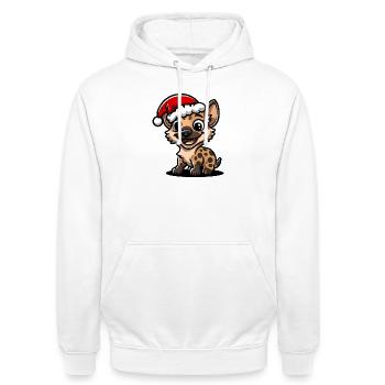 Hyäne Weihnachten - Unisex Hoodie - Weiß - Vorne - AI Model Male 185 dark (185cm) & AI Model Female 172 dark (172cm)