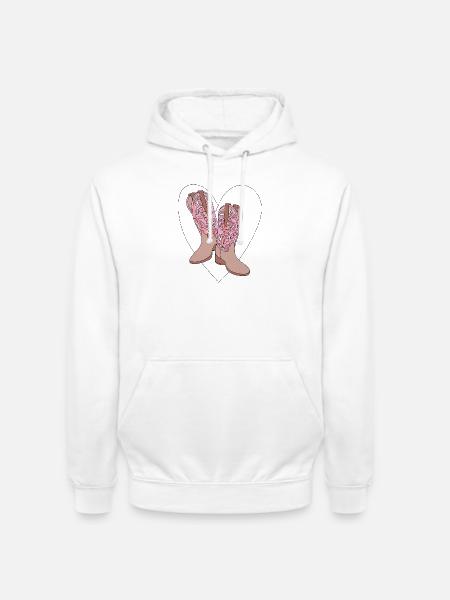 Western boots and heart, bohemian poetry - Unisex Hoodie - white