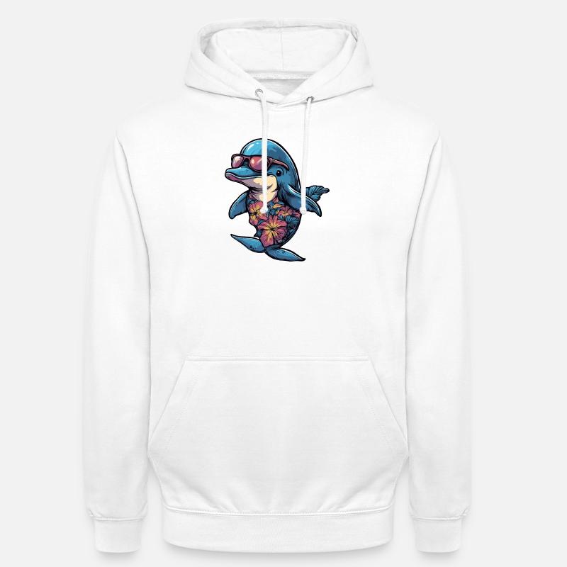 Delfin Comic Urlaub - Unisex Hoodie - Weiß