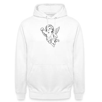 Motif du poing ange du chérubin volant - Sweat-shirt à capuche unisexe - blanc - Devant - AI Model Male 185 dark (185cm) & AI Model Female 172 dark (172cm)
