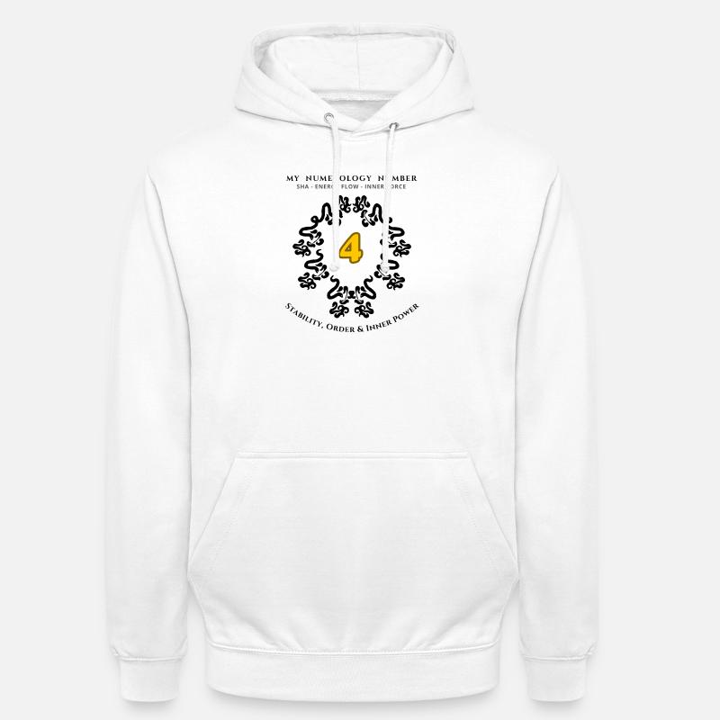 Numéro 4 Symbole de Stabilité, d’Ordre et de Force - Sweat-shirt à capuche unisexe - blanc