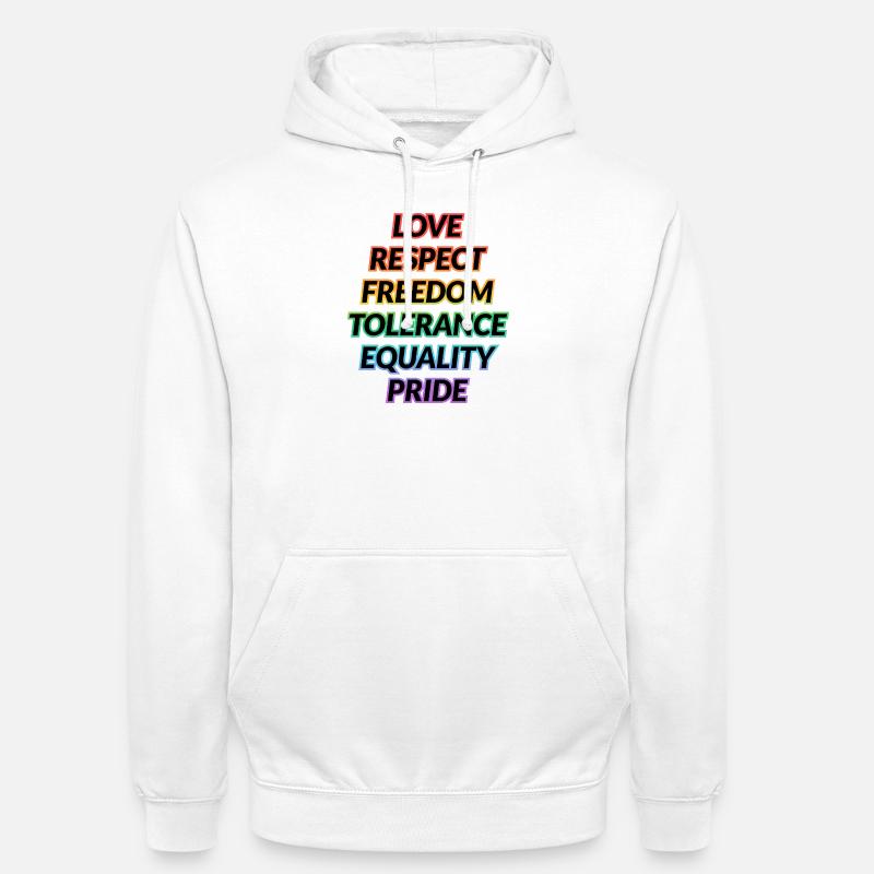 T-shirt Pride Rainbow Values - Sweat-shirt à capuche unisexe - blanc