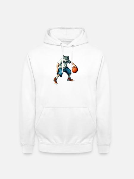 Wölfe Basketballer / Basketball Wolf - Unisex Hoodie - Weiß