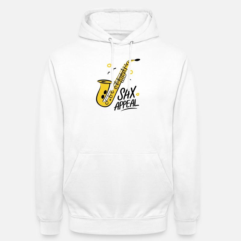 Saxophone Doré Jazz Graphique - Sweat-shirt à capuche unisexe - blanc