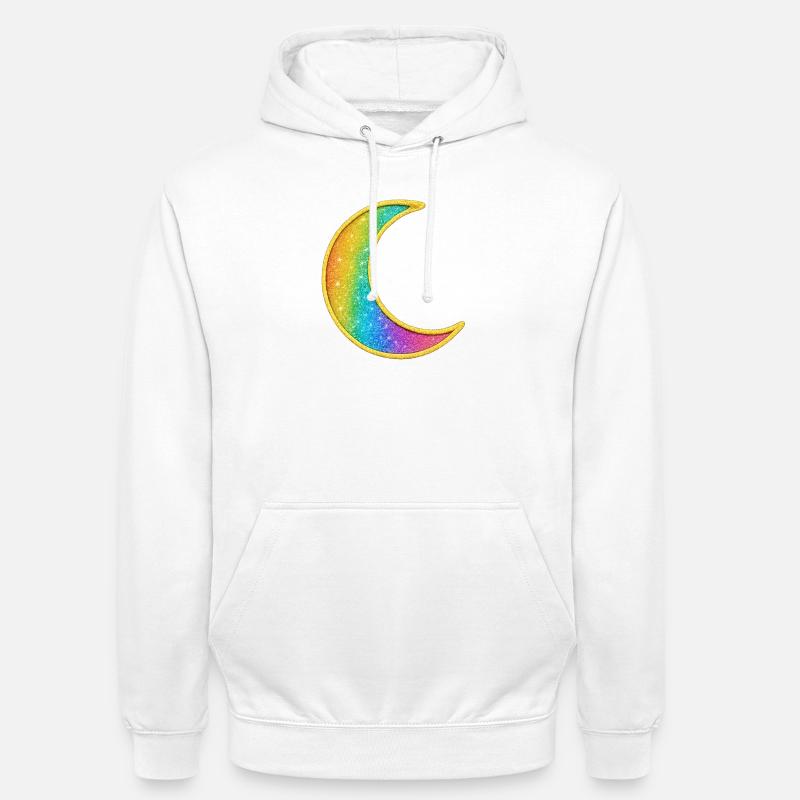 Conception de paillettes de lune arc-en-ciel - Sweat-shirt à capuche unisexe - blanc