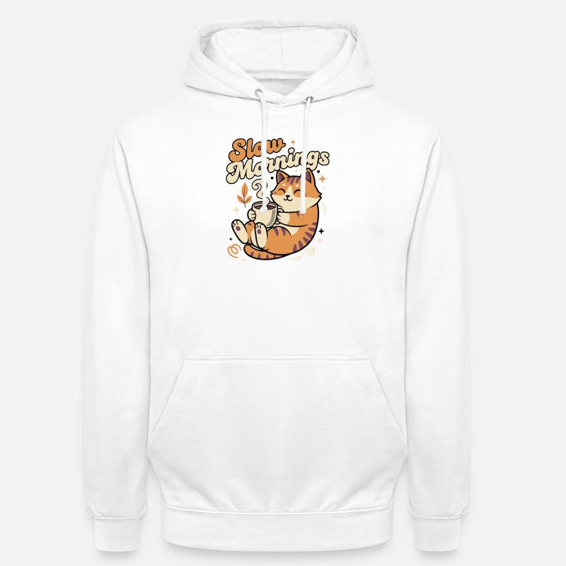 Langsame Morgenkatze mit Kaffee - Unisex Hoodie - Weiß