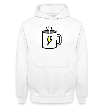 Starker Kaffee Tasse Strom - Unisex Hoodie - Weiß - Vorne - AI Model Male 185 dark (185cm) & AI Model Female 172 dark (172cm)