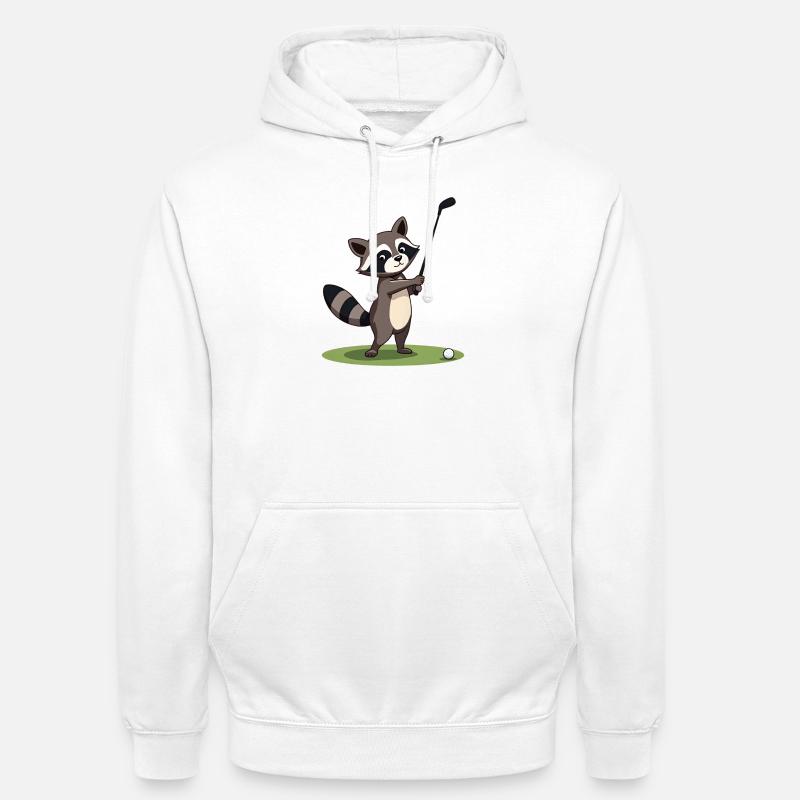Waschbär spielt Golf - Unisex Hoodie - Weiß