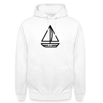 Segelschiff - Unisex Hoodie - Weiß - Vorne - AI Model Male 185 dark (185cm) & AI Model Female 172 dark (172cm)