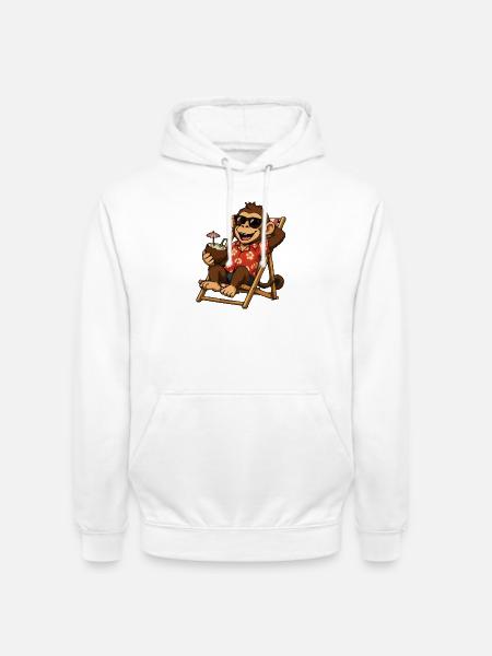 Affe am Strand im Hawaii-Look - Unisex Hoodie - Weiß