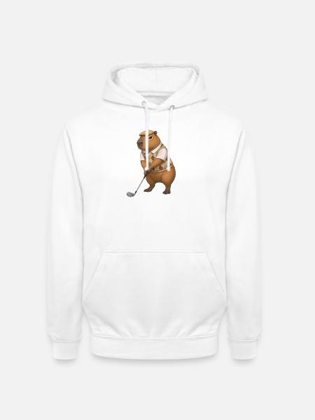 Capybara spielt Golf  - Unisex Hoodie - Weiß