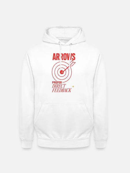 Bogenschießen – Arrows Prefer Direct Feedback - Unisex Hoodie - Weiß