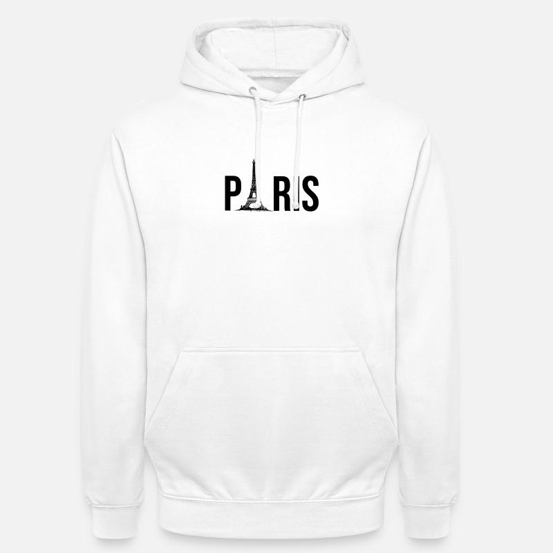 Paris – Typography with Eiffel Tower charm - Unisex Hoodie - white