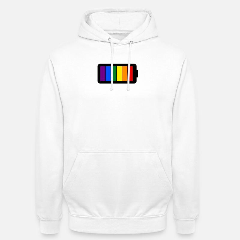 Regenbogenfarben Batterie Loading - Gay Pride - Unisex Hoodie - Weiß