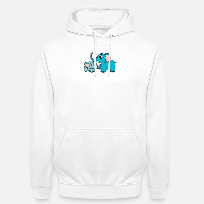 Eléphant avec bébé éléphant - Sweat-shirt à capuche unisexe - blanc