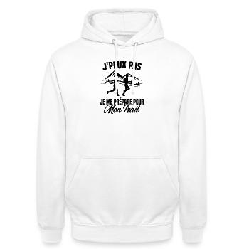 Je peux pas je me prépare pour mon trail - Sweat-shirt à capuche unisexe - blanc - Devant - AI Model Male 185 dark (185cm) & AI Model Female 172 dark (172cm)