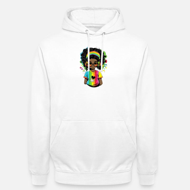 Leuchtender Reggae-Pullover mit Rainbow-Design - Unisex Hoodie - Weiß