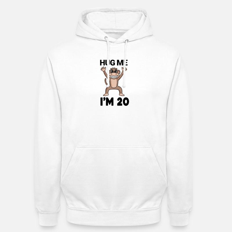 20 ans - 20 ans - câlin - Sweat-shirt à capuche unisexe - blanc