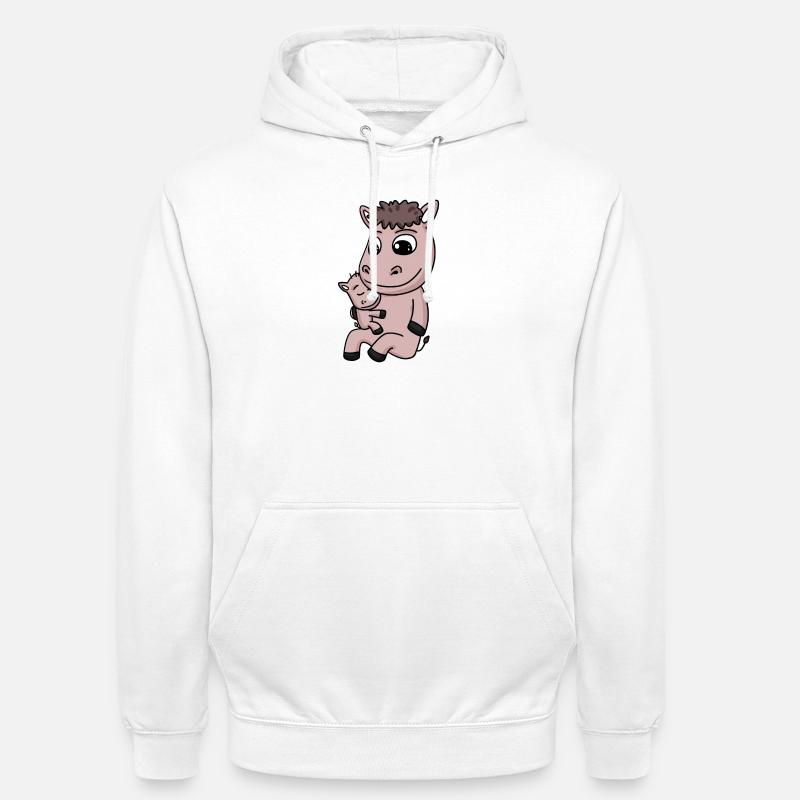 Famille Cheval - Cheval avec bébé - Sweat-shirt à capuche unisexe - blanc
