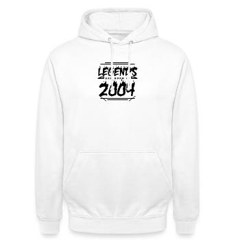 Legende 2004 - Jahrgang 2004 - Baujahr 2004 - Unisex Hoodie - Weiß - Vorne - AI Model Male 185 dark (185cm) & AI Model Female 172 dark (172cm)