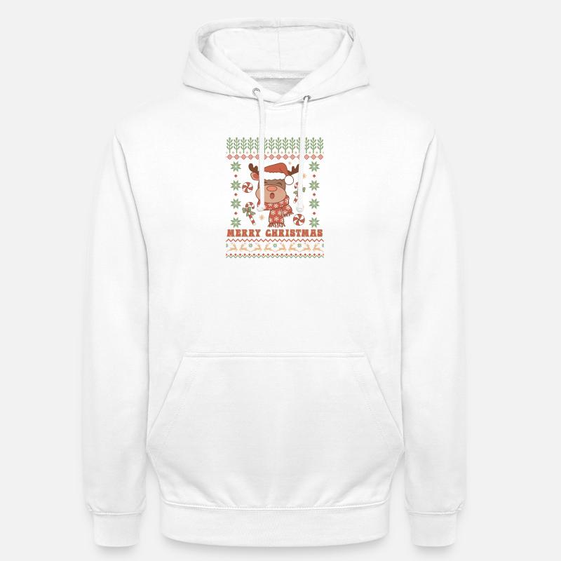 Pull de Noël moche - Sweat-shirt à capuche unisexe - blanc