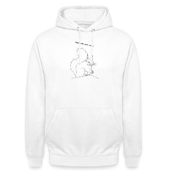 Écureuil mignon, lineart - Sweat-shirt à capuche unisexe - blanc - Devant - AI Model Male 185 dark (185cm) & AI Model Female 172 dark (172cm)