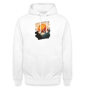 Montagnes - Sweat-shirt à capuche unisexe - blanc - Devant - AI Model Male 185 dark (185cm) & AI Model Female 172 dark (172cm)