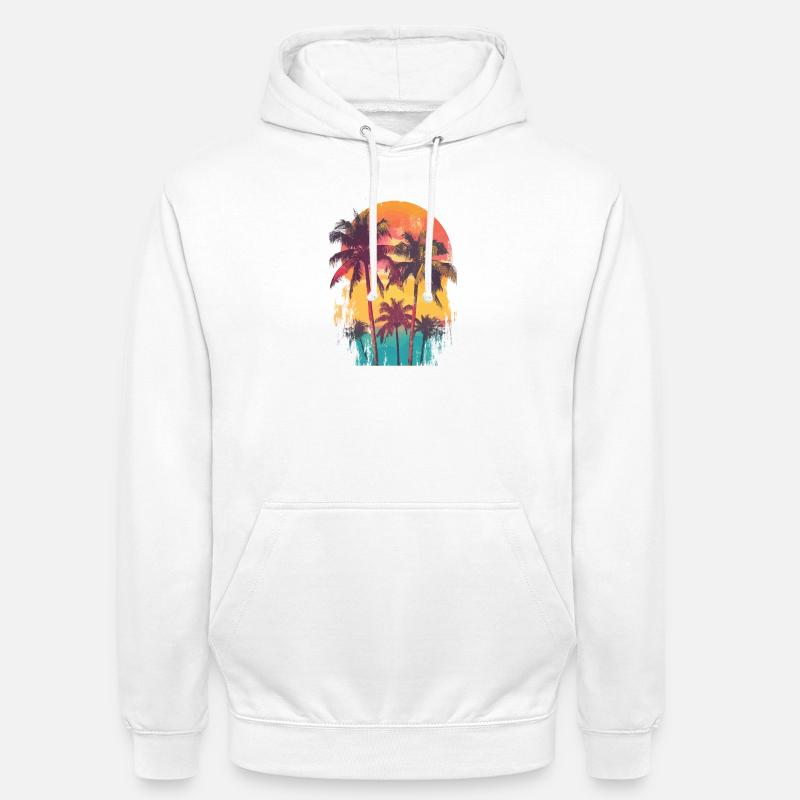 Palm Tree Sunset Summer Sun - Unisex Hoodie - white