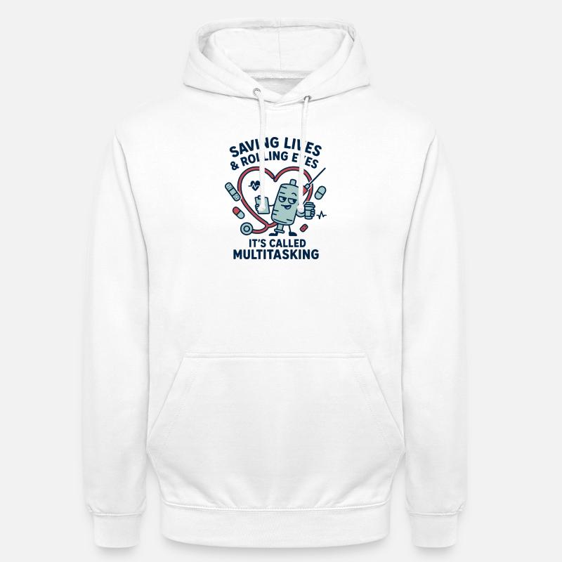 Conception multitâche de sauvetage cardiaque - Sweat-shirt à capuche unisexe - blanc