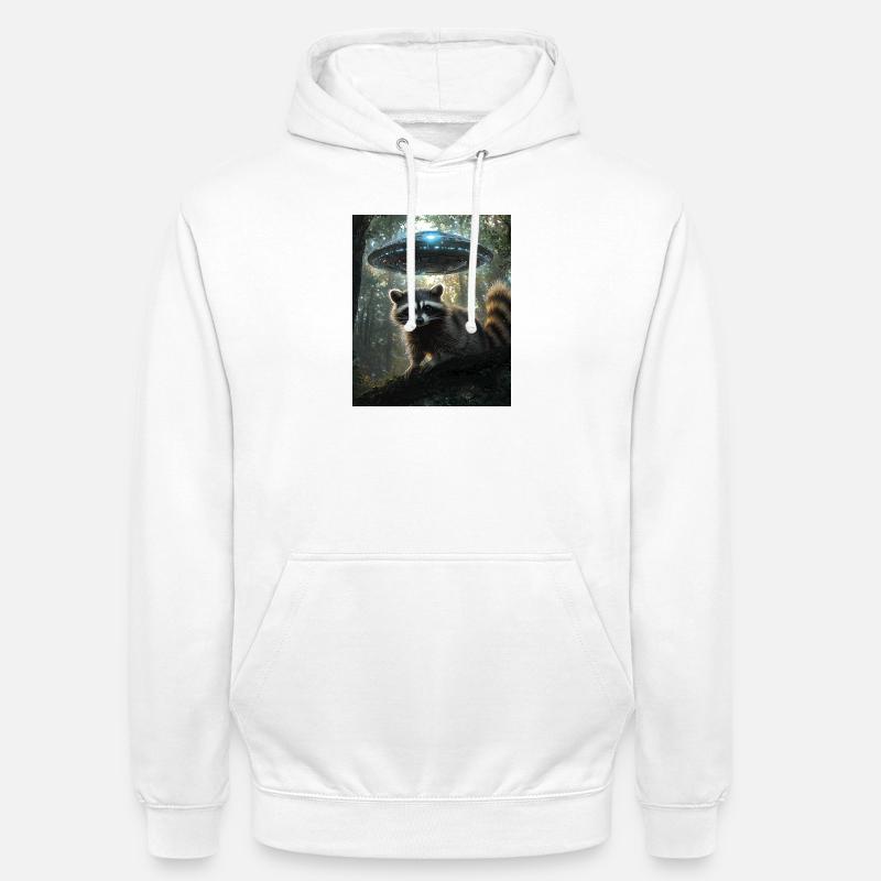 Waschbär Selfie mit UFO - Unisex Hoodie - Weiß