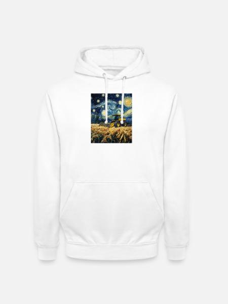 moissonneuse-batteuse fermier style van gogh étoilé - Sweat-shirt à capuche unisexe - blanc