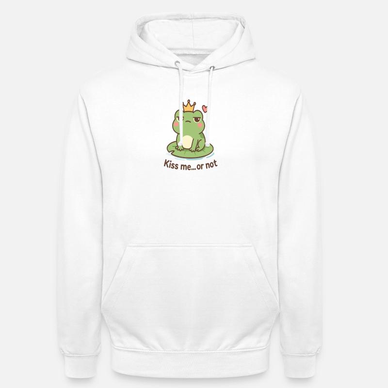 Kussfrosch König – Küss mich oder nicht - Unisex Hoodie - Weiß