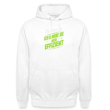 J’écoute – Drôle de dicton | Ignorez efficacement - Sweat-shirt à capuche unisexe - blanc - Devant - AI Model Male 185 dark (185cm) & AI Model Female 172 dark (172cm)