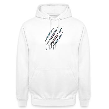 Griffe de fierté transgenre - Drapeau Trans Scratch Trace - Sweat-shirt à capuche unisexe - blanc - Devant - AI Model Male 185 dark (185cm) & AI Model Female 172 dark (172cm)