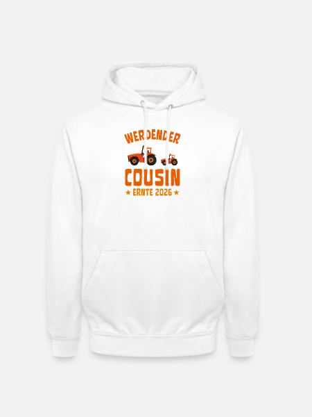 Werdender Cousin Ernte 2026 Traktor - Unisex Hoodie - Weiß