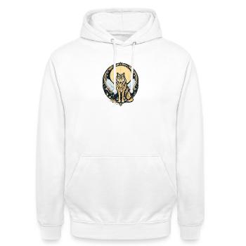 Boho Wolf - Unisex Hoodie - Weiß - Vorne - AI Model Male 185 dark (185cm) & AI Model Female 172 dark (172cm)