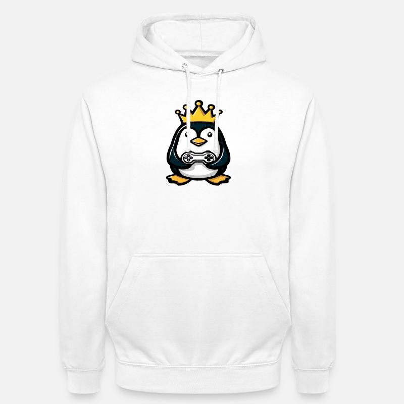 Pinguin mit gaming controller und Krone - Unisex Hoodie - Weiß