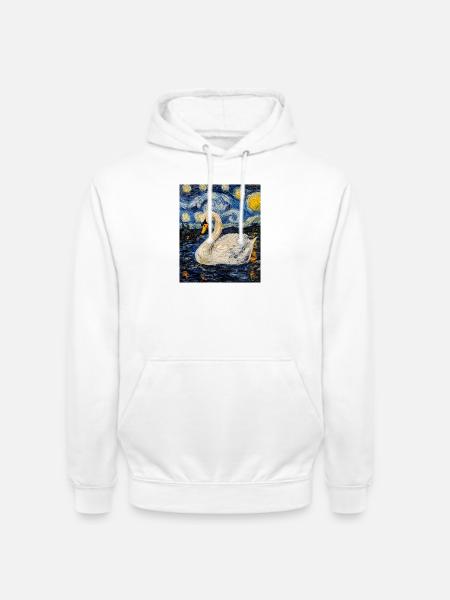 Schwan Vogel Van Gogh Style - Unisex Hoodie - Weiß