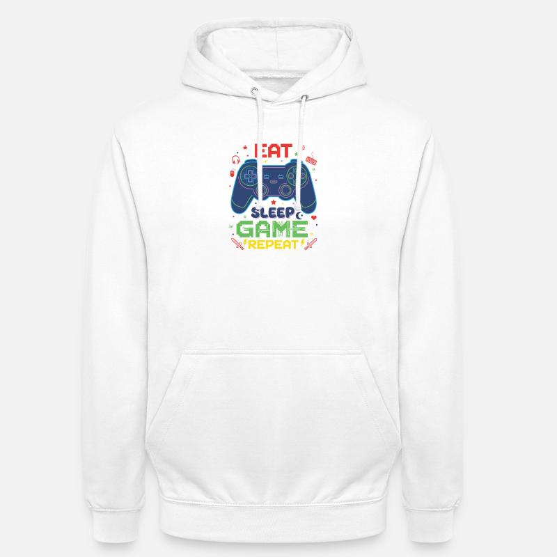 Eat Sleep Game Repeat Neon Controller - Unisex Hoodie - Weiß
