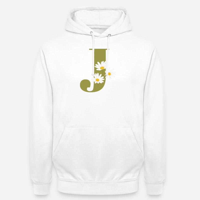 Buchstabe j Grüne Gänseblümchen - Unisex Hoodie - Weiß