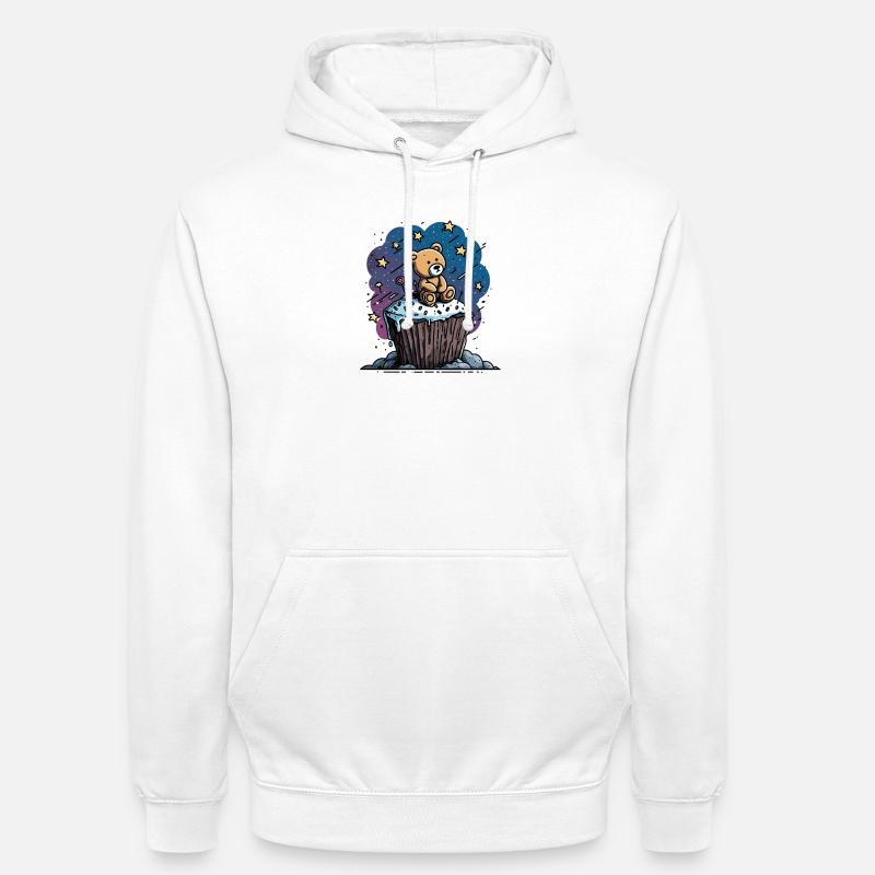 Cuddly bear on cupcake in space - Unisex Hoodie - white