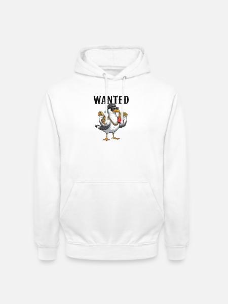 Gesuchte Möwe Mit Pommes Und Fischbrötchen - Unisex Hoodie - Weiß