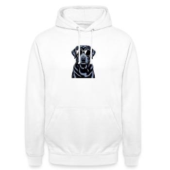 Labrador noir - Sweat-shirt à capuche unisexe - blanc - Devant - AI Model Male 185 dark (185cm) & AI Model Female 172 dark (172cm)